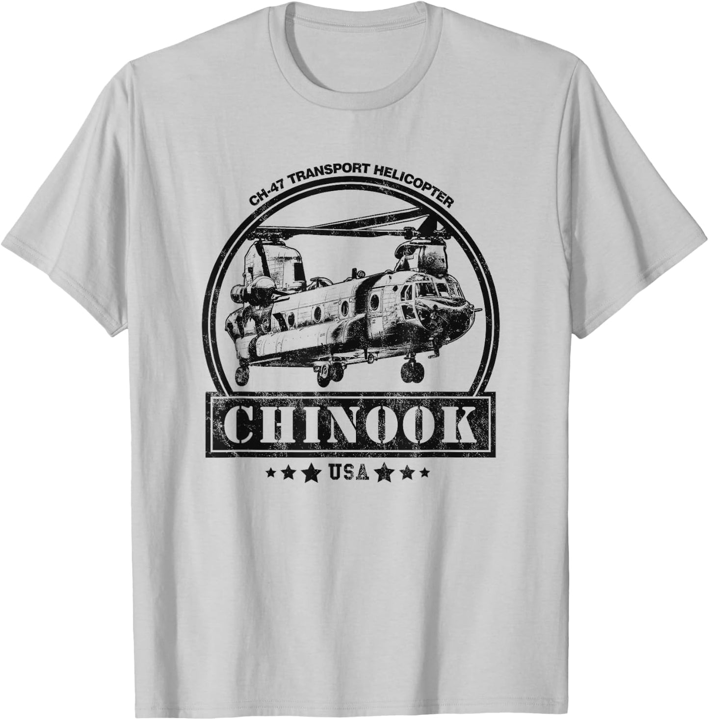 CH-47 Chinook Helicopter T-Shirt - T-Shirt | Ash