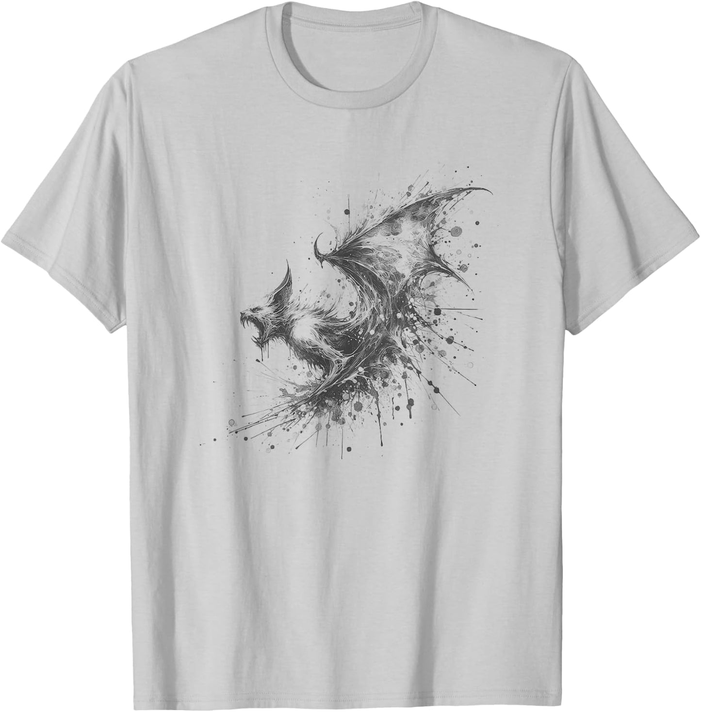 Scary Halloween Vampire Bat Drawing Art Design T-Shirt - T-Shirt | Ash