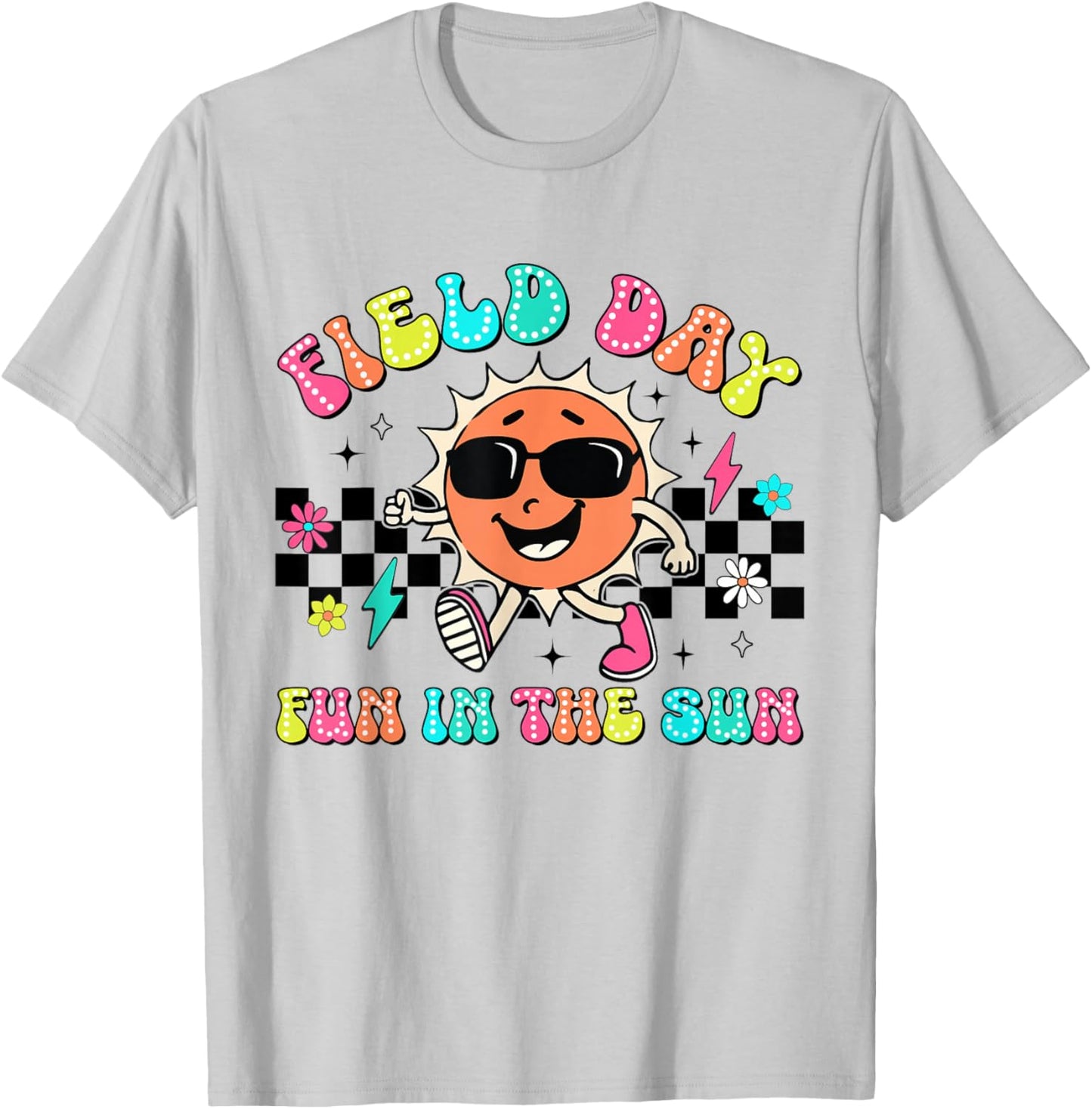 Field Day Fun In The Sun Groovy Teacher Students Field Day T-Shirt - T-Shirt | Ash