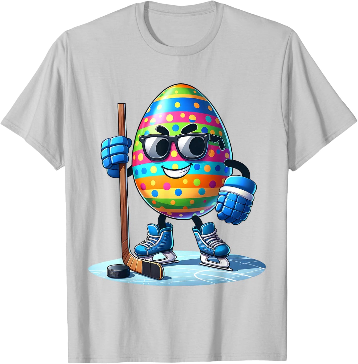 Easter Hockey Lovers Eggs Egg Bunny Rabbits Men Women Boys T-Shirt - T-Shirt | Ash