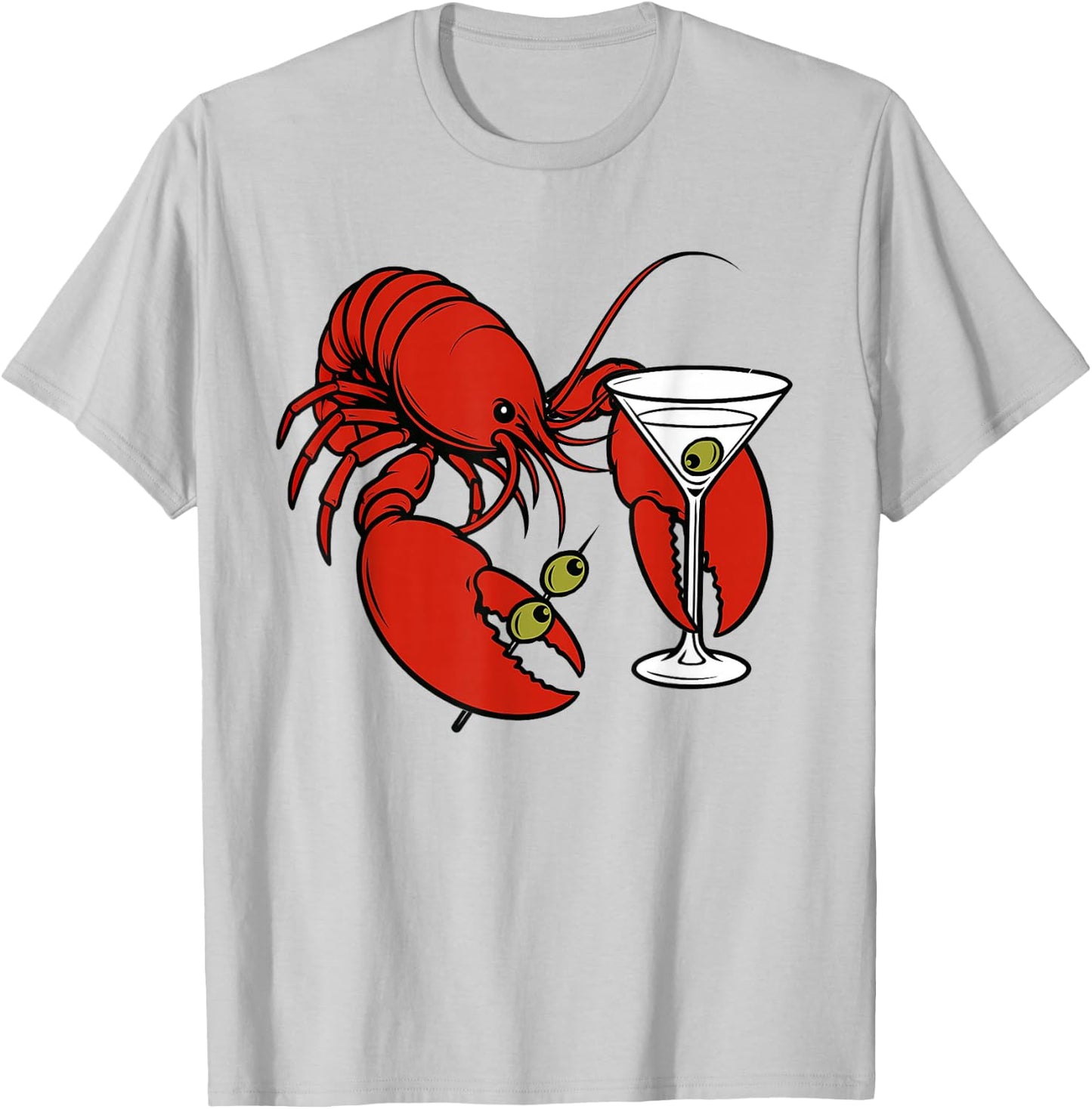 Martini Cocktail Lover Seafood Lobster Drinking Martini T-Shirt - T-Shirt | Ash