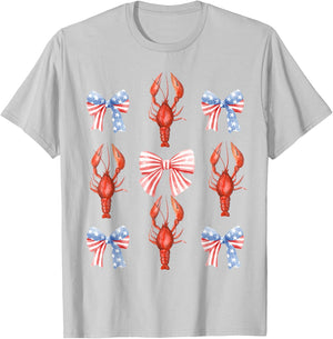 Lobster Red White Blue 4th Of July Party Sea Ocean Nautical T-Shirt - T-Shirt | Ash