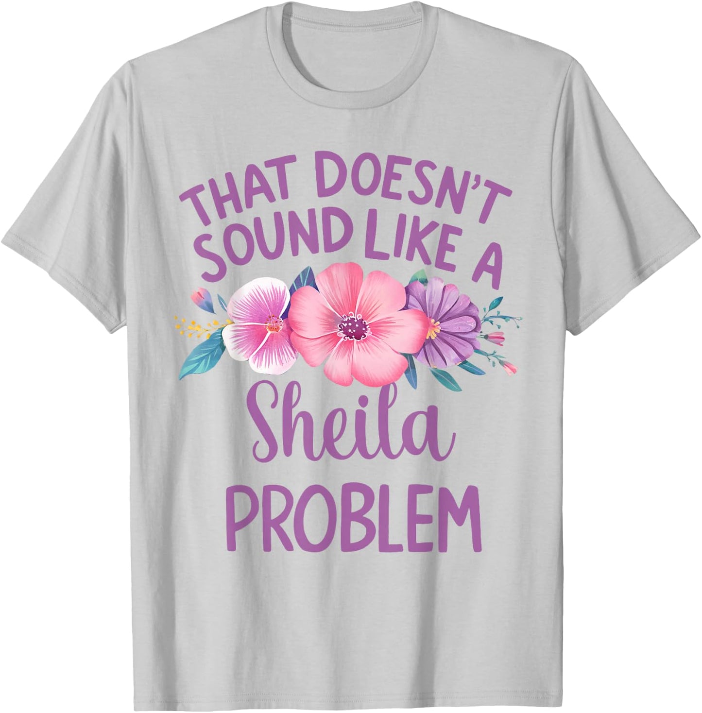 Sheila Personalized Cute Flower Girls Sheila Name T-Shirt - T-Shirt | Ash
