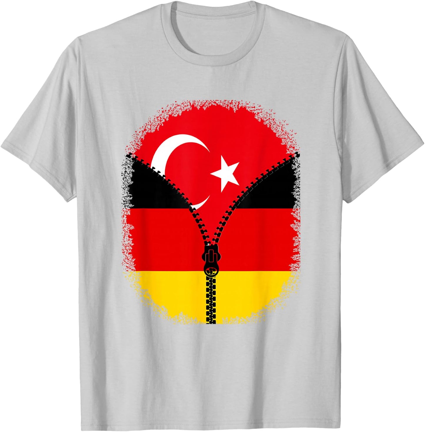 Turkey Germany Flag Turkish German Zipper T-Shirt - T-Shirt | Ash