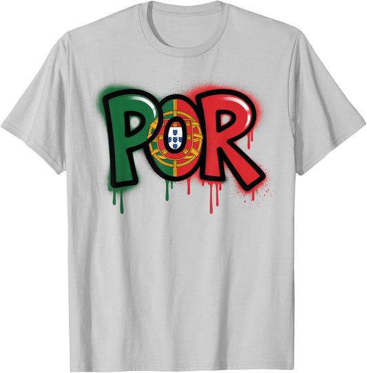 Portugal Flag Portuguese Pride Street Art T-Shirt - T-Shirt | Ash