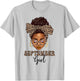 September Girls Messy Bun Leopard Black Women Birthday T-Shirt - T-Shirt | Ash