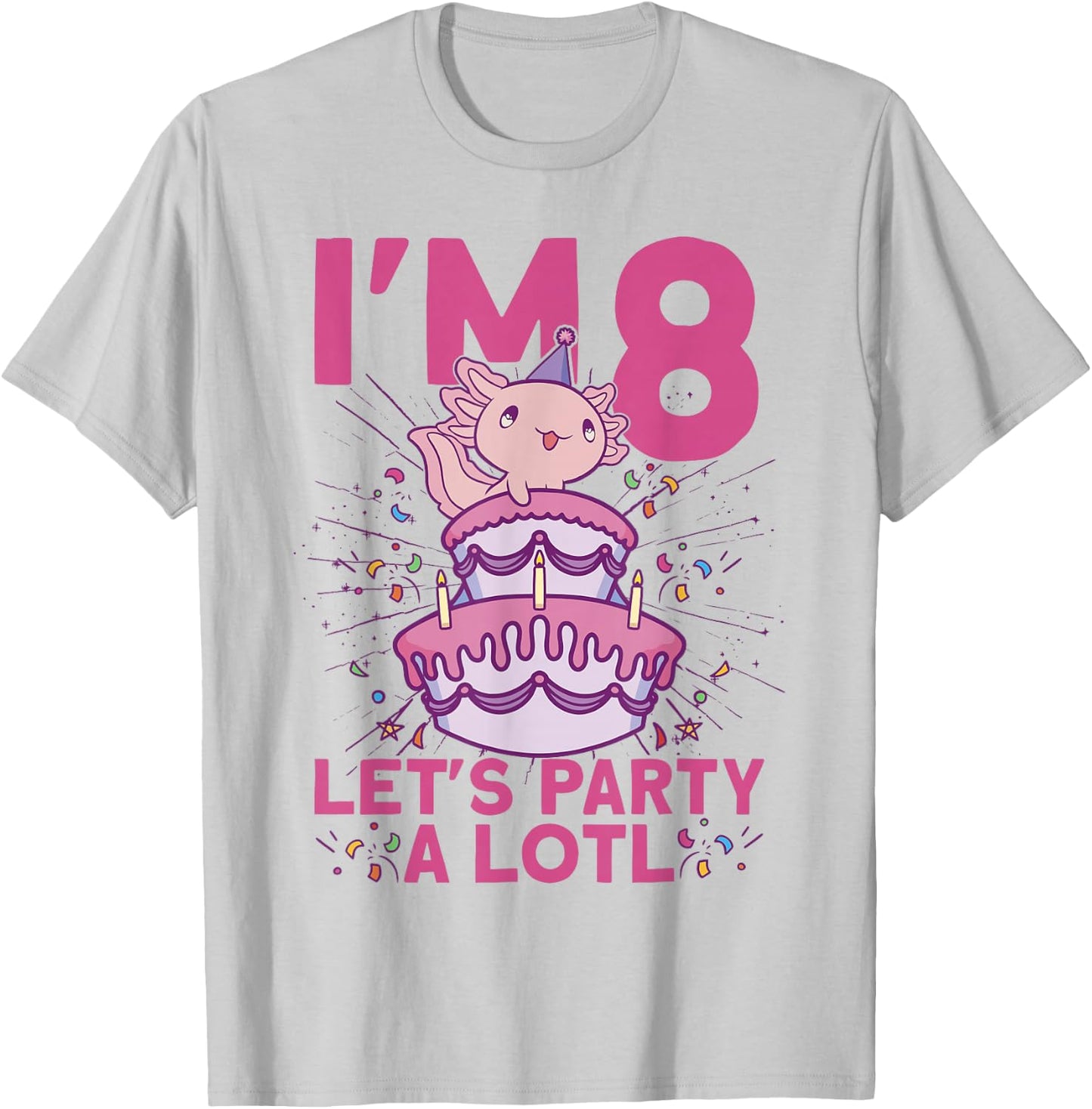 I'm 8 bday Axolotl party cute 8th Birthday Kids Axolotl T-Shirt - T-Shirt | Ash