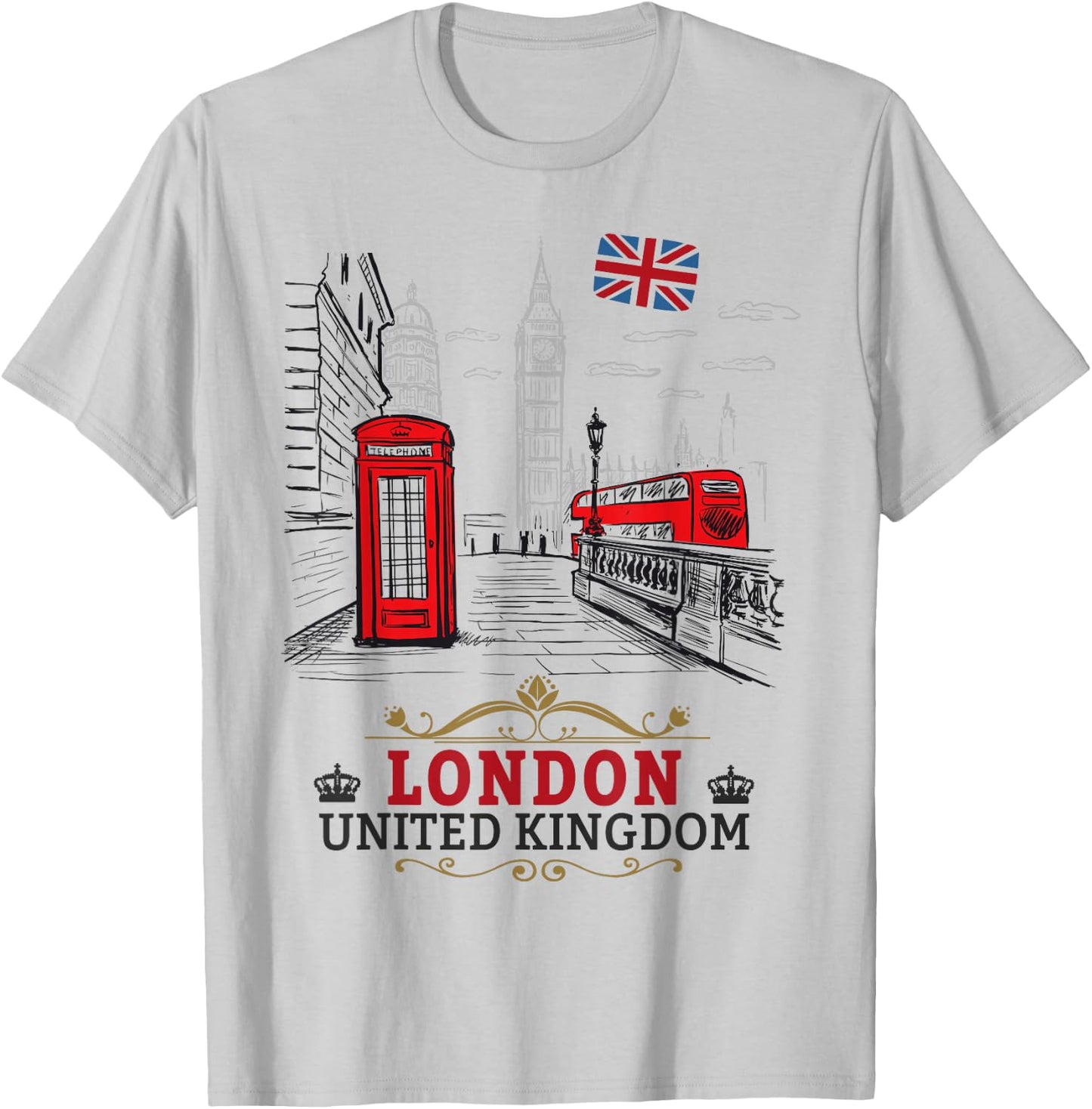 London Souvenir Idea for Children and English British Memorabilia , White T-Shirt - T-Shirt | Ash