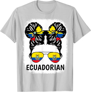 Ecuadorian Girl Ecuador Flag Hispanic Heritage Month Kids T-Shirt - T-Shirt | Ash