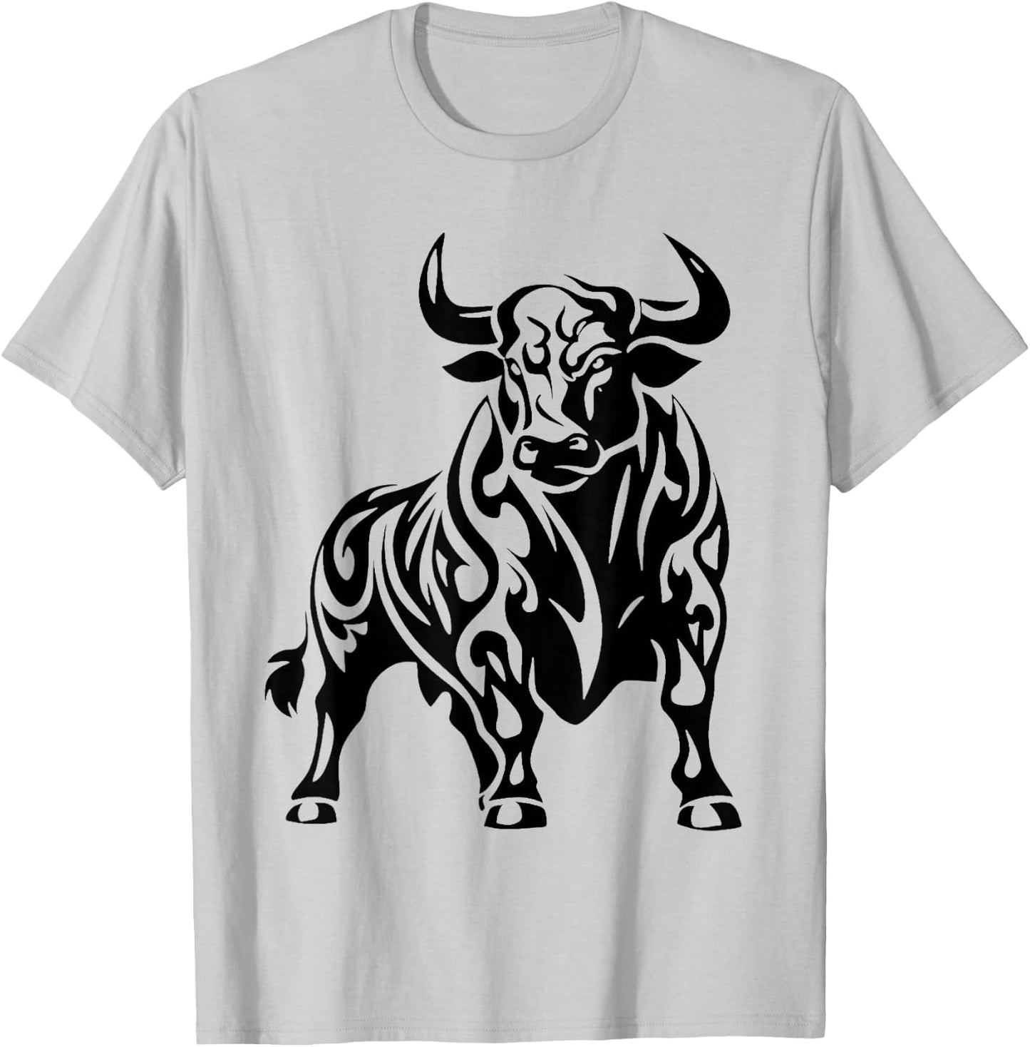 Wild and Mighty Bull - Majestic Pattern , grey, S T-Shirt - T-Shirt | Ash