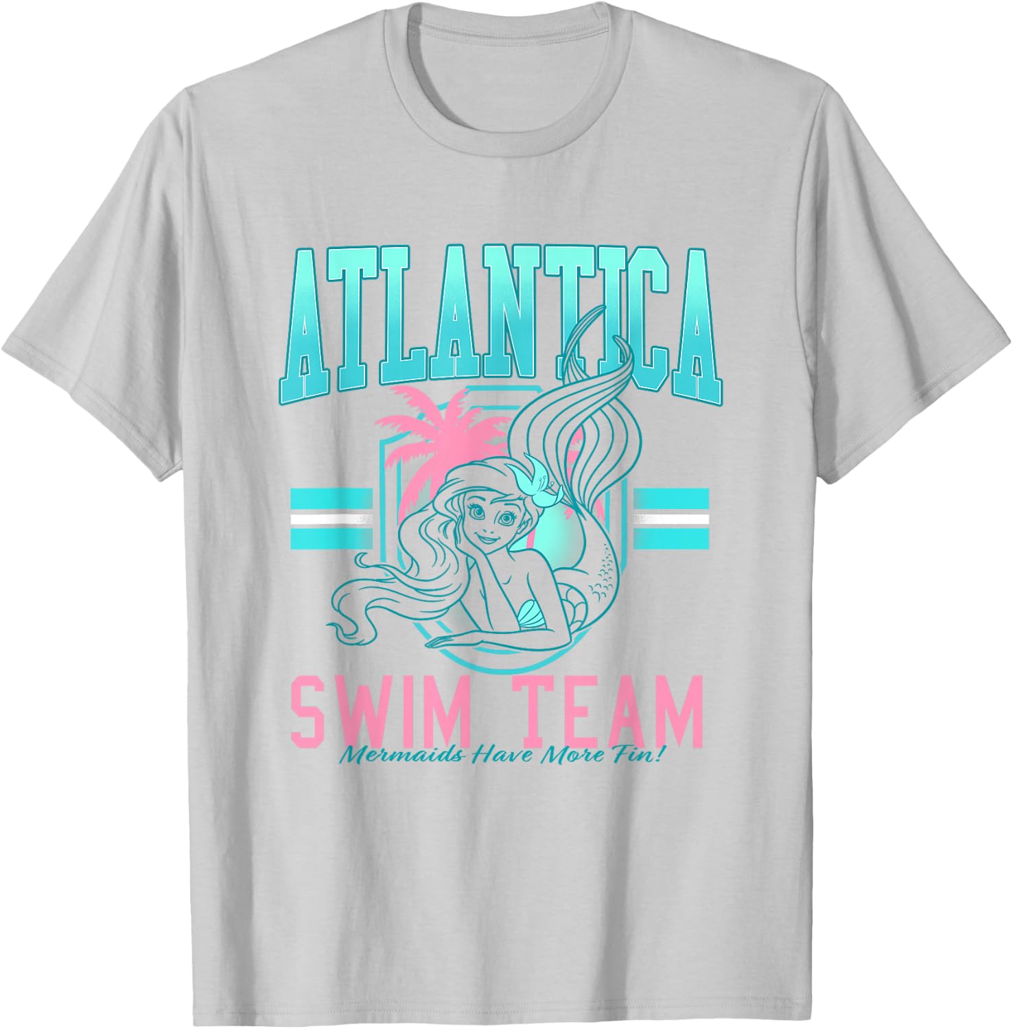 Disney The Little Mermaid Atlantica Swim Team Big Chest Logo T-Shirt - T-Shirt | Ash