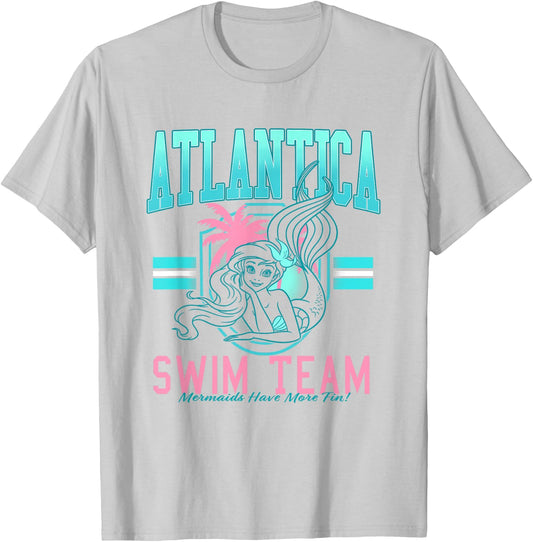 Disney The Little Mermaid Atlantica Swim Team Big Chest Logo T-Shirt - T-Shirt | Ash
