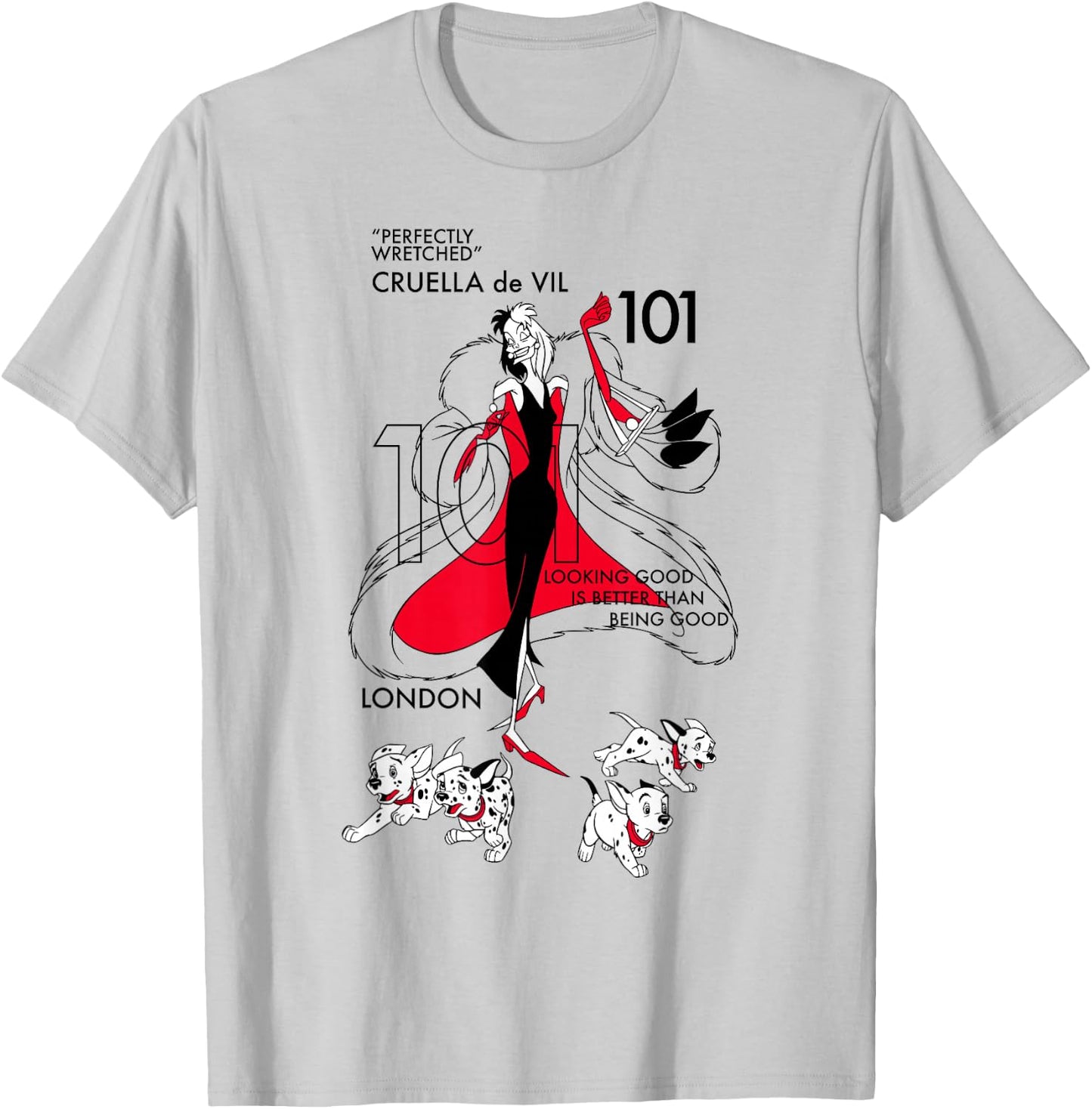 Disney 101 Dalmatians Cruella De Vil Fashion Poster T-Shirt - T-Shirt | Ash