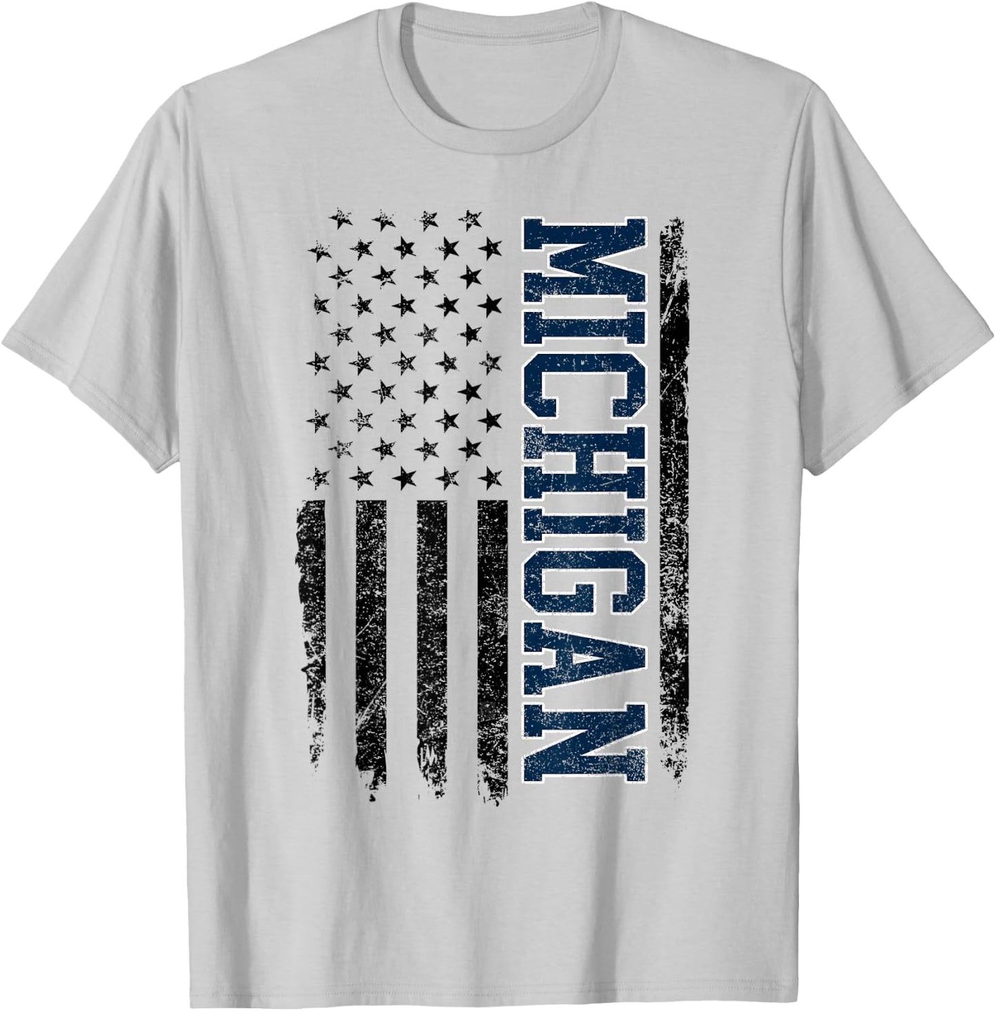 Vintage Michigan Look Maize Blue Men Retro Font Michigan T-Shirt - T-Shirt | Ash