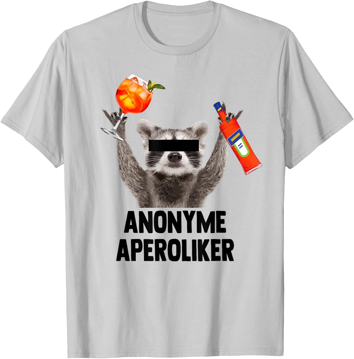 Anonymous Aperolics X Raccoon Meme Racoon X Pedro Spritz , White T-Shirt - T-Shirt | Ash