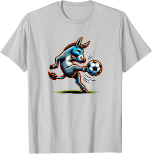 Donkey Kicking a Soccer Ball T-Shirt - T-Shirt | Ash