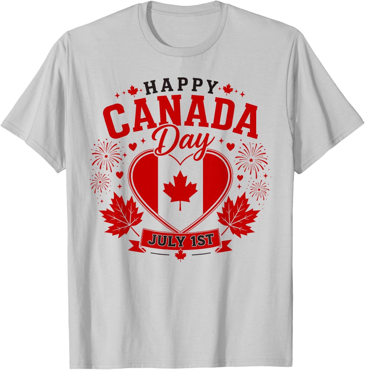 Canadian Flag Shirt Women Men Kids Red Maple Leaf Canada Day T-Shirt - T-Shirt | Ash