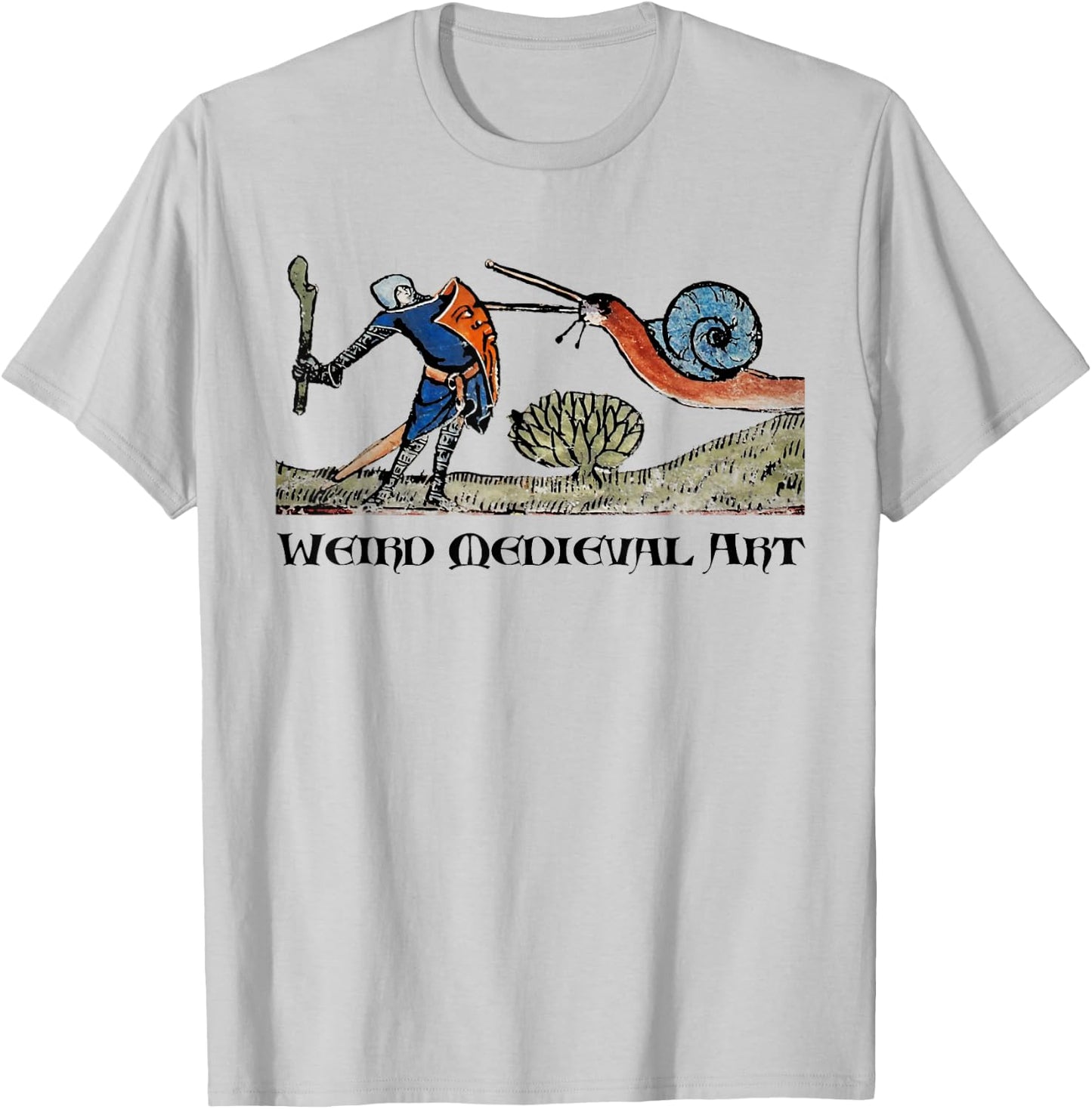 Weird Medieval Art Snail Fight funny strange special absurd T-Shirt - T-Shirt | Ash