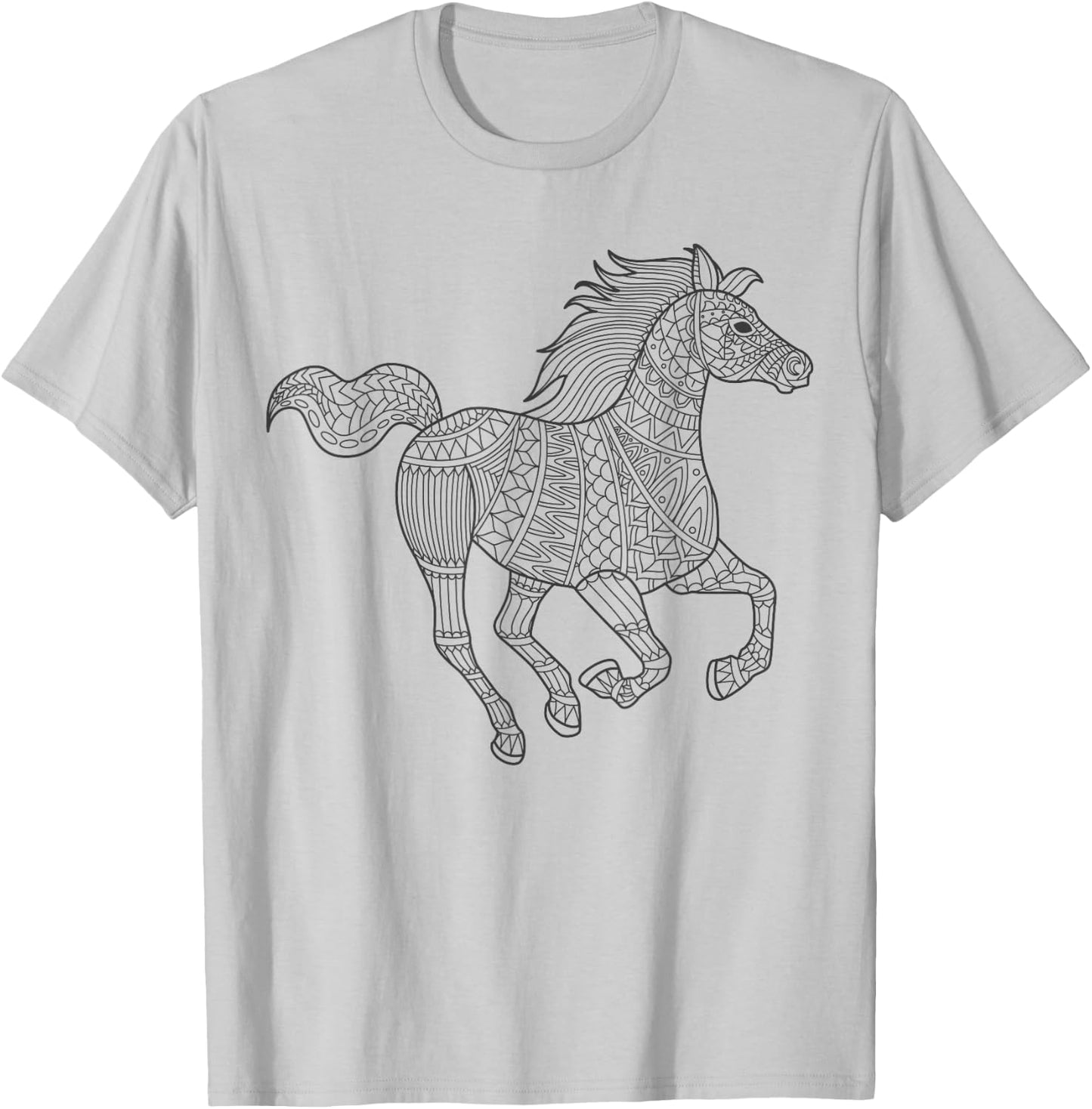 Pferd Mandala zum bemalen & ausmalen für Kinder T-Shirt - T-Shirt | Ash