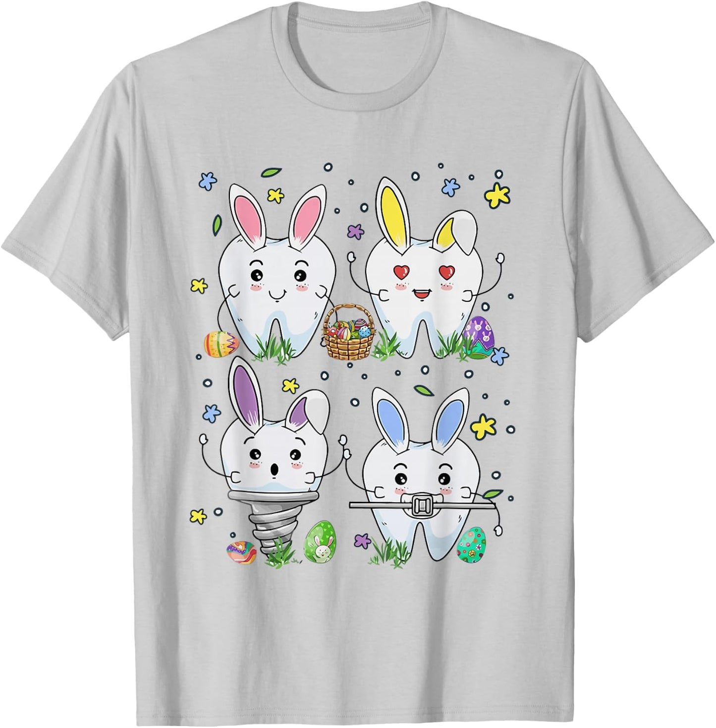 Dental Squad Easter Day Funny Tooth Dental Assistant Dentist T-Shirt - T-Shirt | Ash