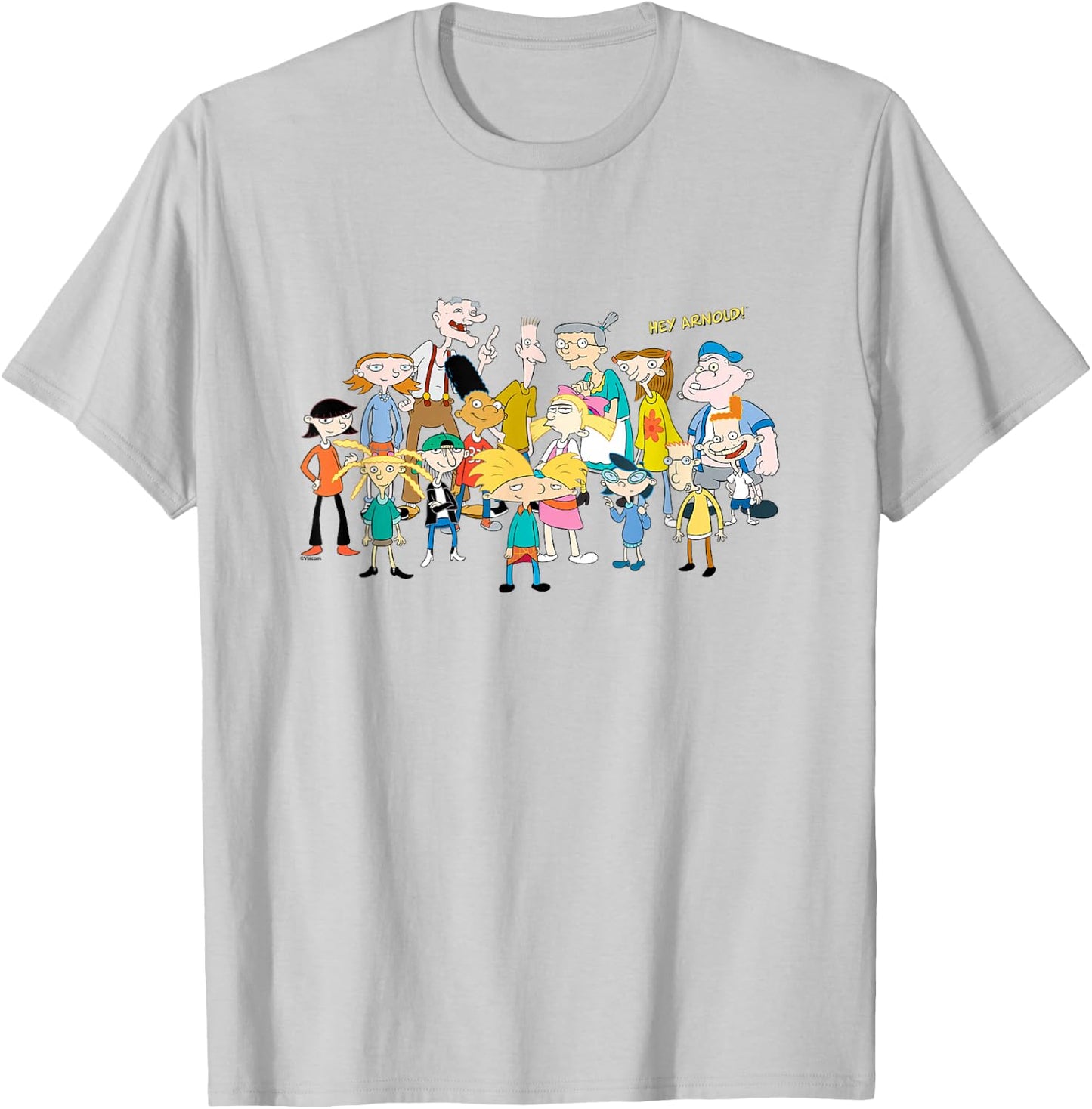 Hey Arnold! Iconic Characters Group Shot Big Chest Logo T-Shirt - T-Shirt | Ash