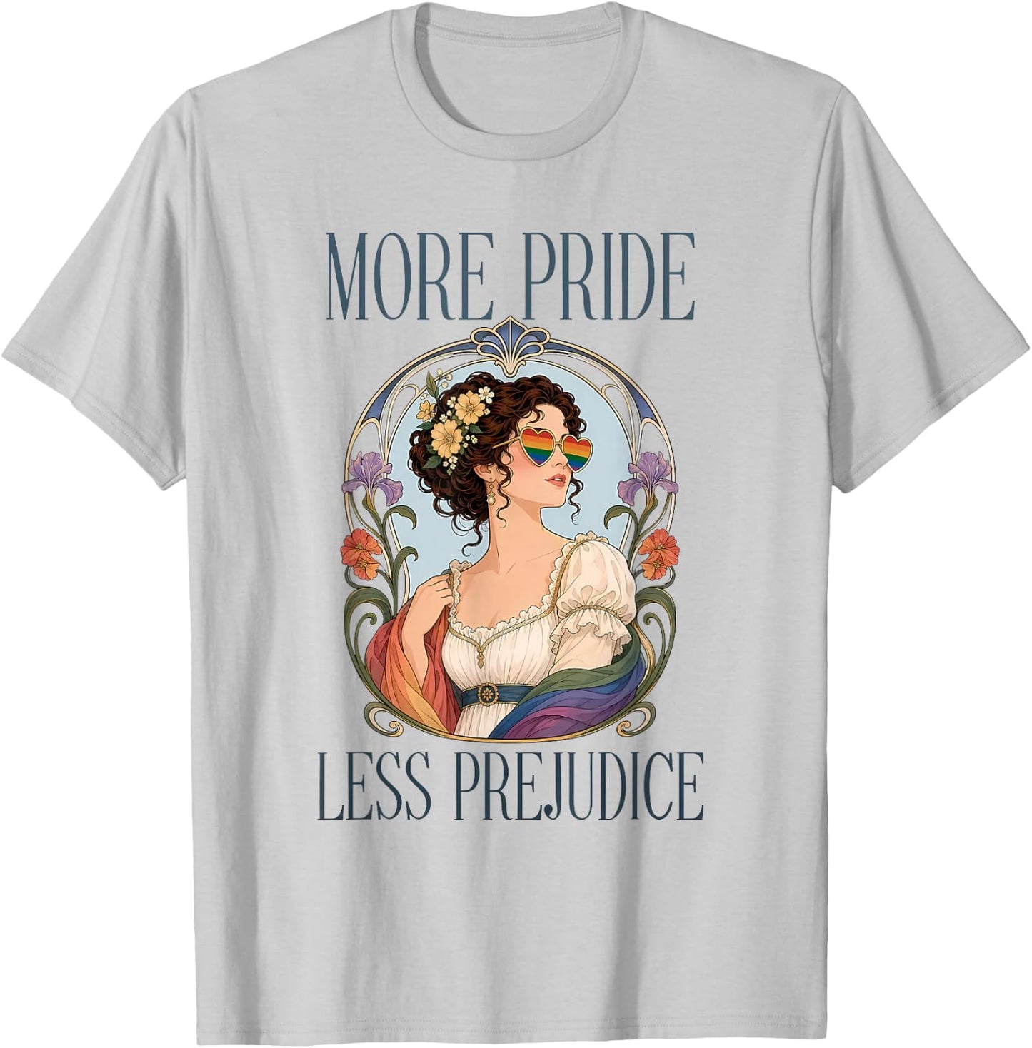 Vintage More Pride Less Prejudice Rainbow Pride Aesthetic T-Shirt - T-Shirt | Ash