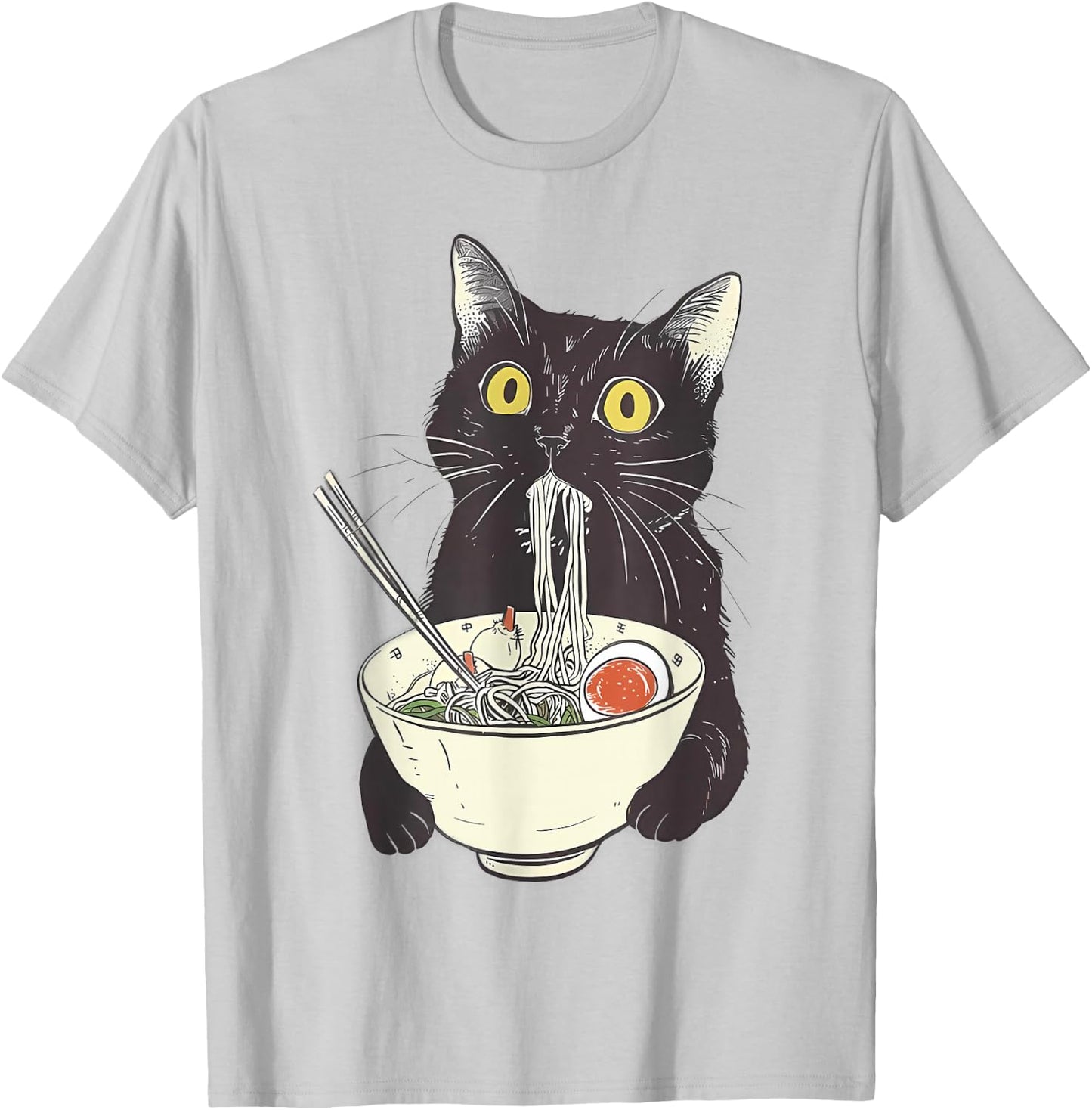 Cat Ramen Noodle Japanese Anime Manga Kawaii Cat , White T-Shirt - T-Shirt | Ash