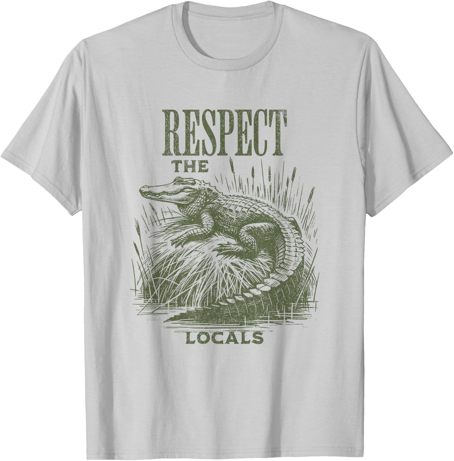 Funny Alligator Respect the Locals Florida Swamps T-Shirt - T-Shirt | Ash