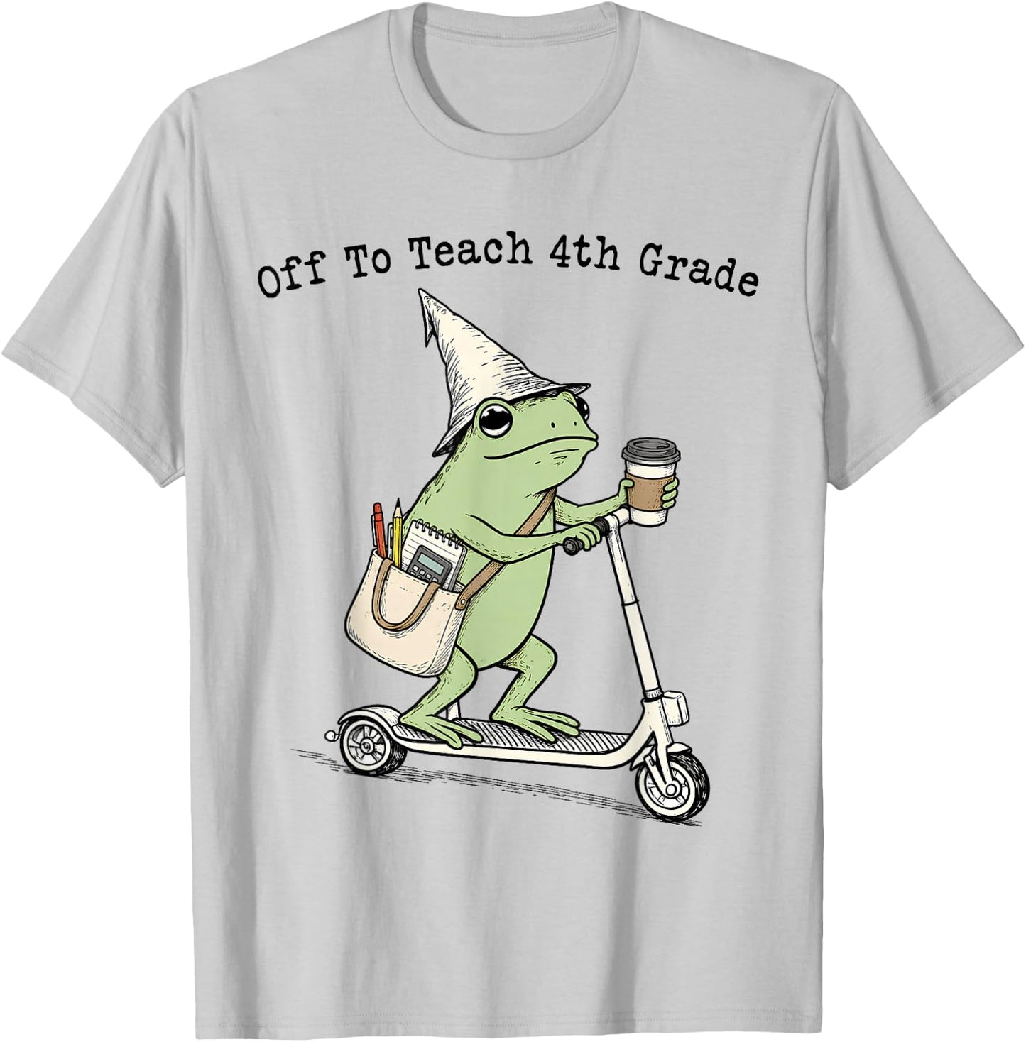 Off to Teach 4th Grade Teacher Frog Funny Back to School T-Shirt - T-Shirt | Ash