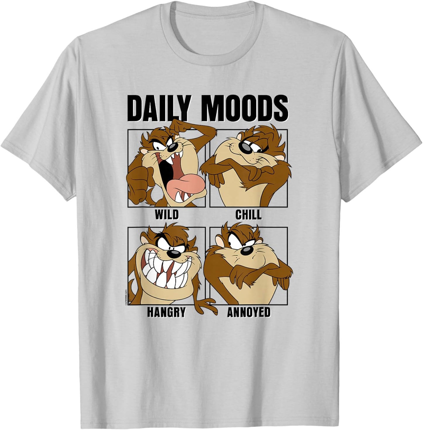 Looney Tunes Tazmanian Devil Daily Moods Panels Small T-Shirt - T-Shirt | Ash