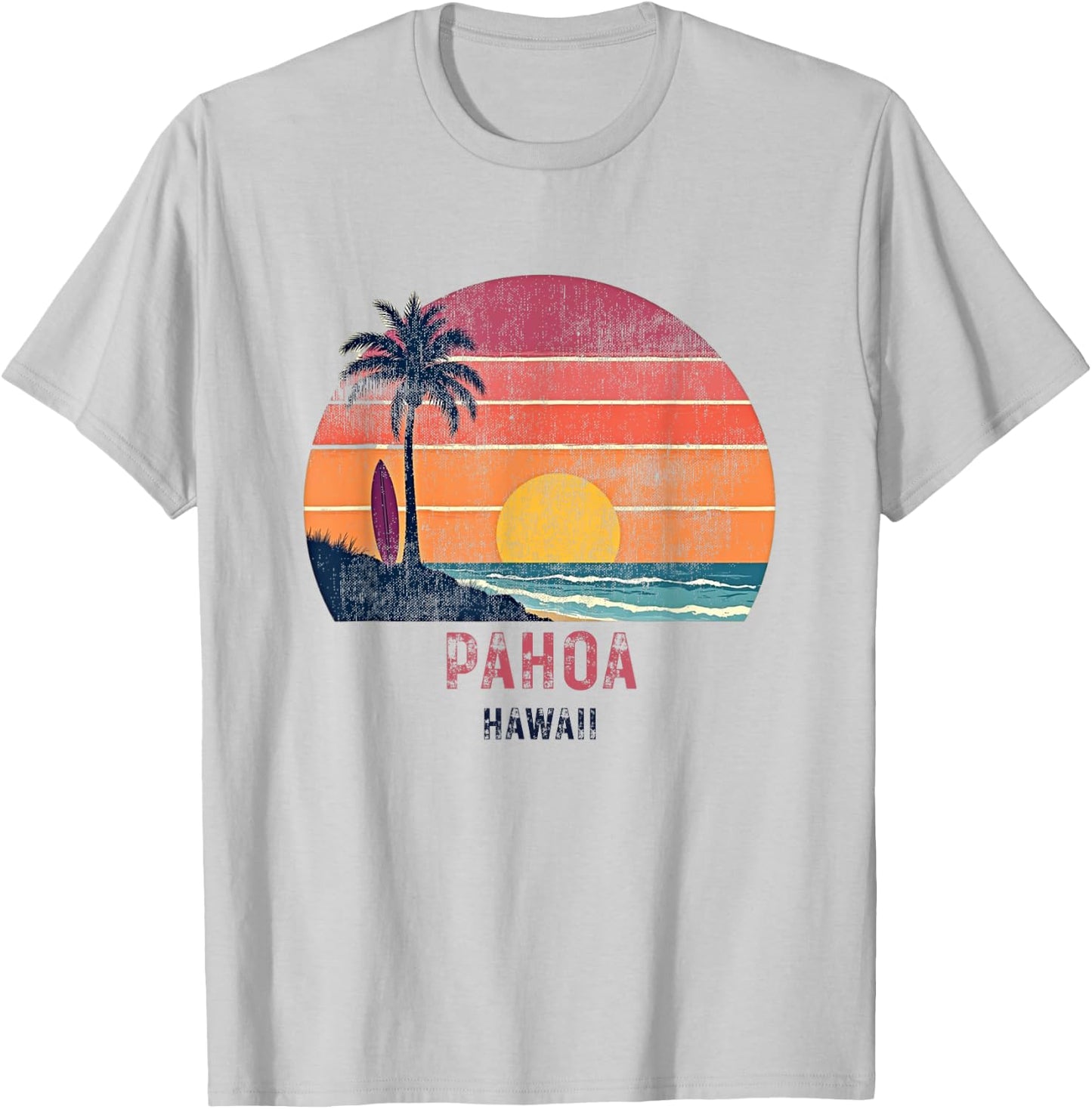 Pahoa Hawaii Retro Vintage Weathered Souvenir T-Shirt - T-Shirt | Ash