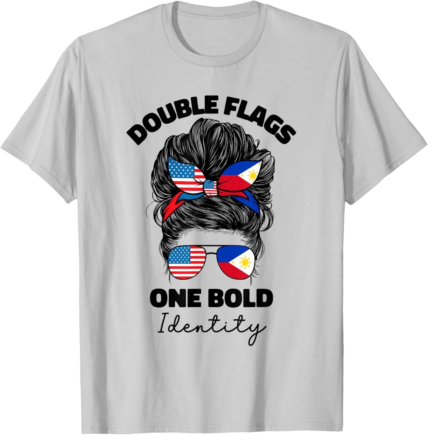 Half Filipino And American Philippines Usa Flag Women Girls T-Shirt - T-Shirt | Ash