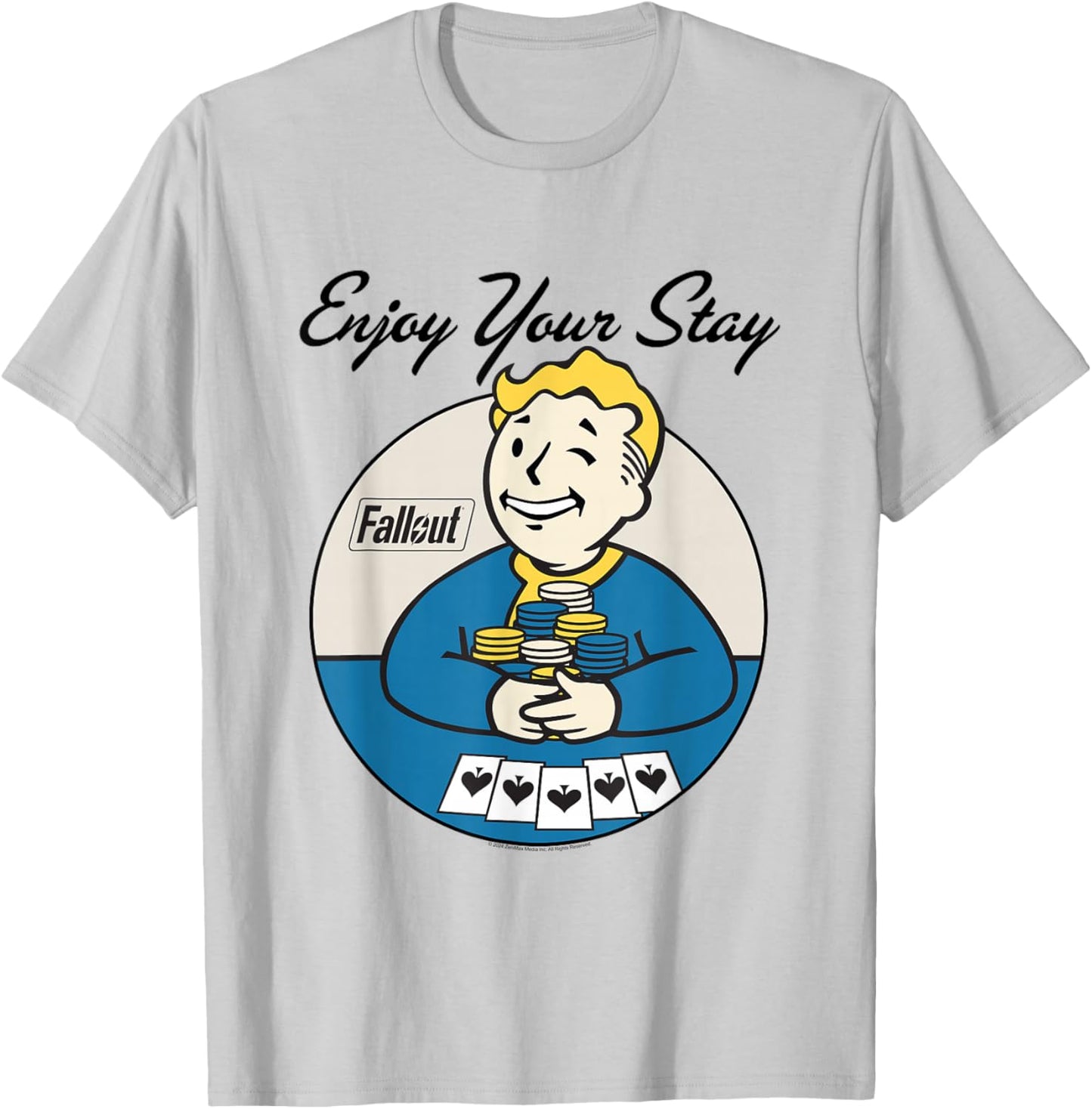 Fallout Video Game Vault Boy Enjoy Your Stay , gray T-Shirt - T-Shirt | Ash