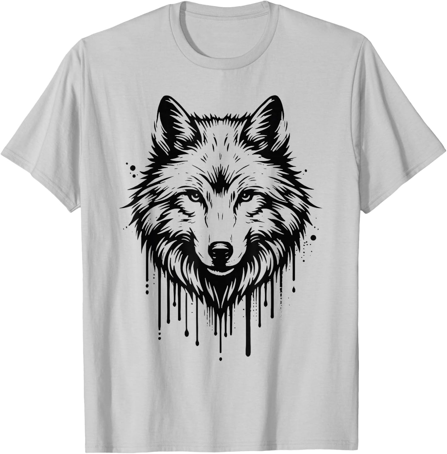 Wolf Woman Girl Boy Child Artwork Head Wolf , white, S T-Shirt - T-Shirt | Ash
