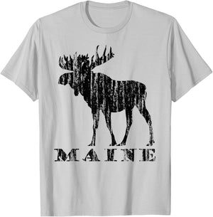 Maine Moose Lovers Vacation Wildlife Souvenir Wild Nature Bl T-Shirt - T-Shirt | Ash