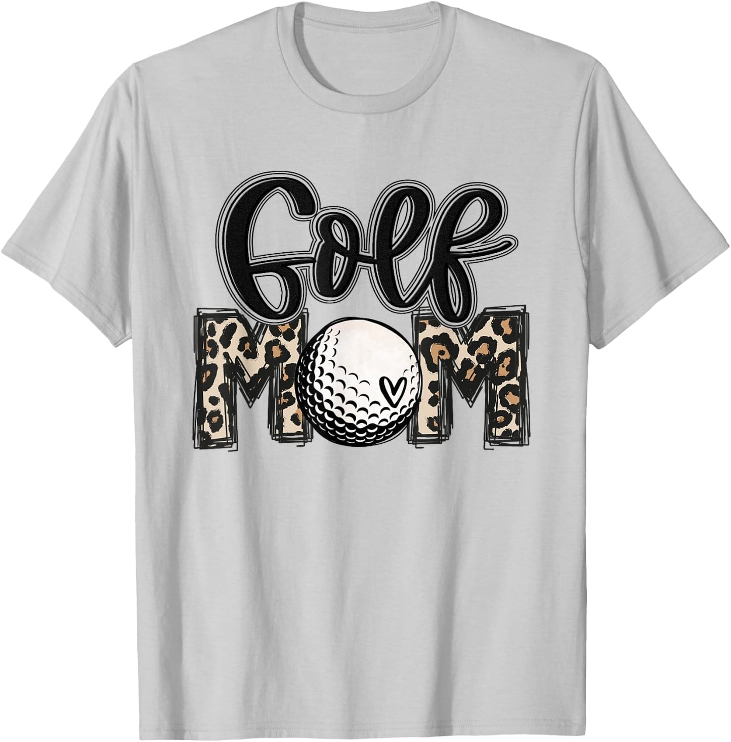 Golf Mom Leopard Mama Golfing Lover Golf Player Mother's Day T-Shirt - T-Shirt | Ash