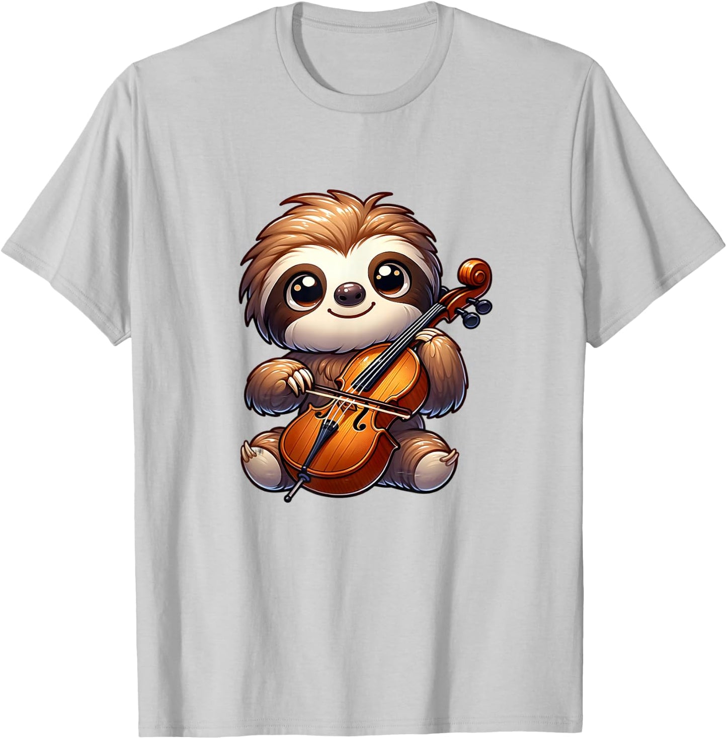 Cute Sloth Playing Cello Kids Boys Girls Kawaii Sloth Lover T-Shirt - T-Shirt | Ash