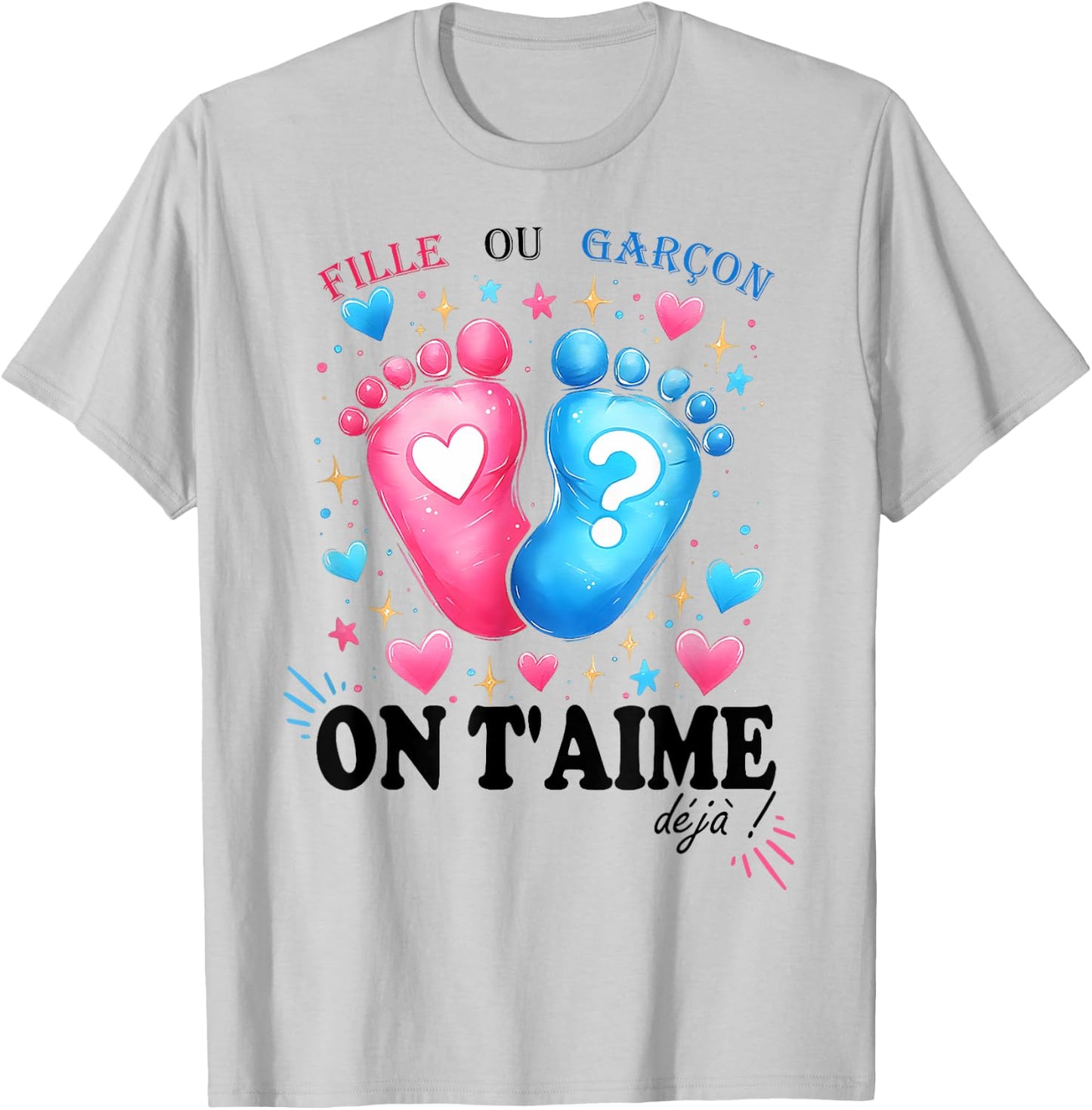 Gender Reveal Girl Or Boy On T'aime Déjà Boys , grey, S T-Shirt - T-Shirt | Ash