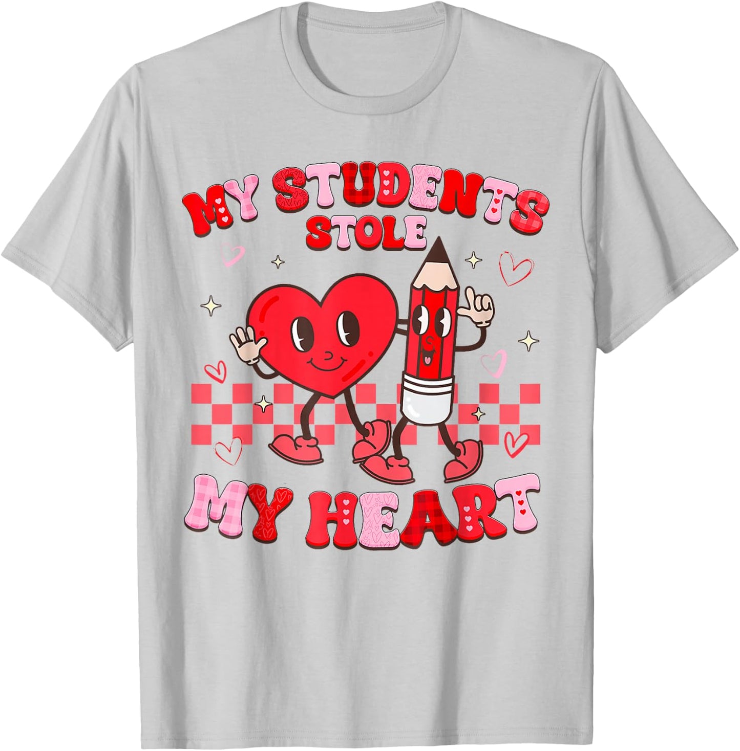 Groovy My Students Stole My Heart Valentines Day Teachers T-Shirt - T-Shirt | Ash