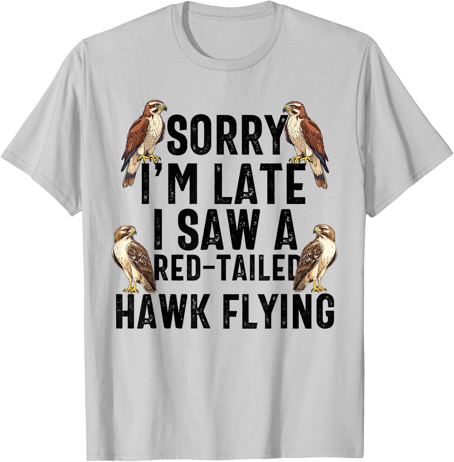 Red Tailed Hawk Chickenhawk Harlan's Hawk Buteo Jamaicensis T-Shirt - T-Shirt | Ash