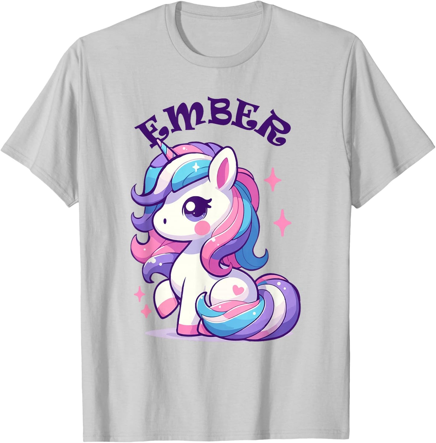 Ember Cute Unicorn Design for Girls Name Ember T-Shirt - T-Shirt | Ash