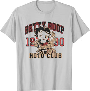 Betty Boop Moto Club Vintage Ride 1930 Biker T-Shirt - T-Shirt | Ash