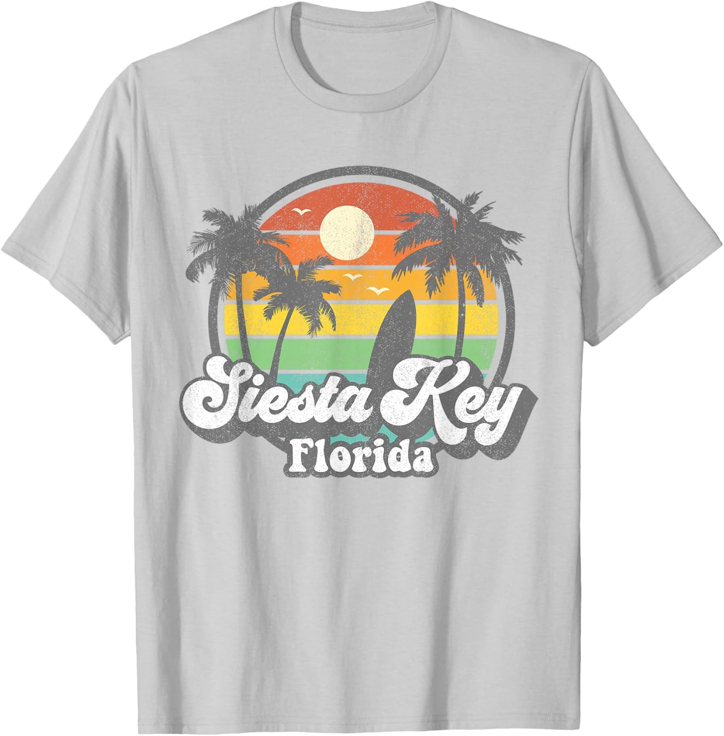 Vintage Siesta Key Beach Florida Surfing Retro 70s Surf Gift Women Girls Kids T-Shirt - T-Shirt | Ash