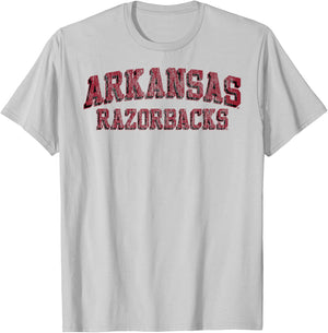Elite Authentics Arkansas Razorbacks Retro Arch Officially Licensed , Small, Grey T-Shirt - T-Shirt | Ash