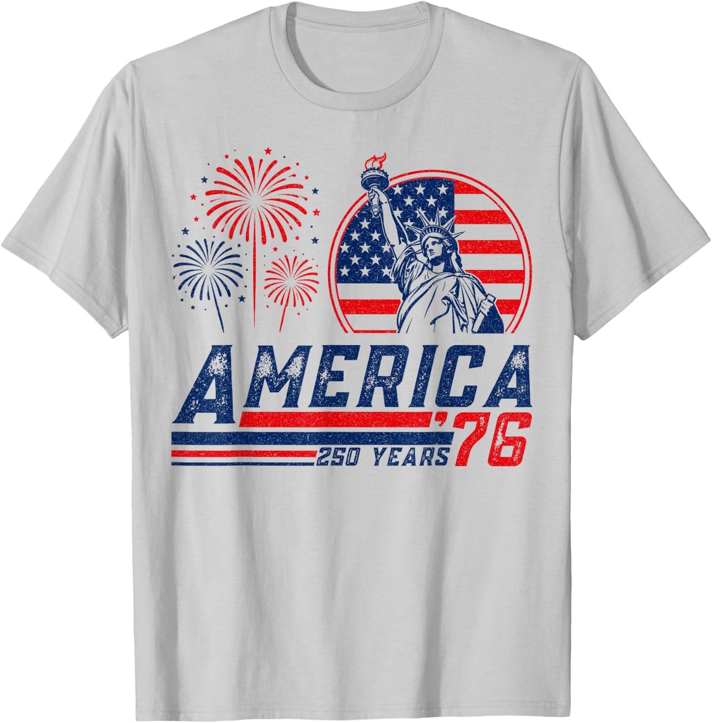 America Retro 250th Anniversary USA 1776 2026 4th of July T-Shirt - T-Shirt | Ash