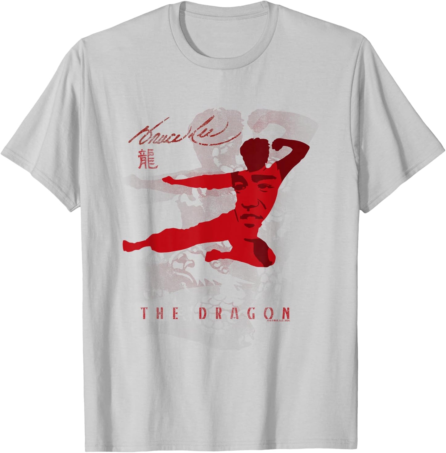 Bruce Lee The Dragon Flying Kick Silhouette Vintage , White T-Shirt - T-Shirt | Ash