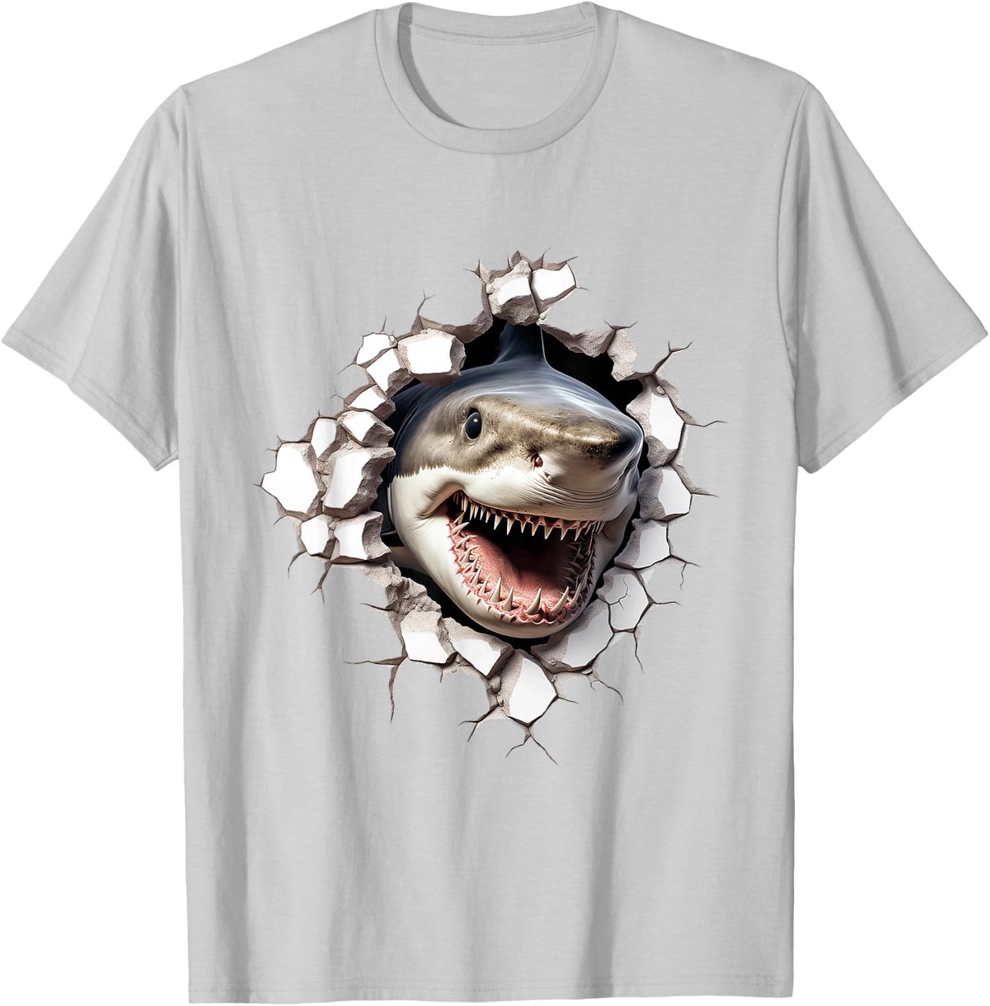 Animal Print Shark Drawing Illustration Drawing , white, S T-Shirt - T-Shirt | Ash