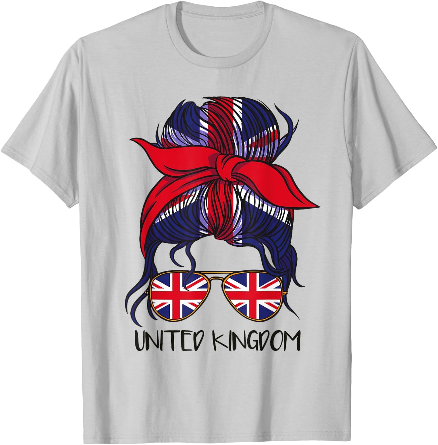 Union Jack Flag Girls Glasses Great Britain , White T-Shirt - T-Shirt | Ash