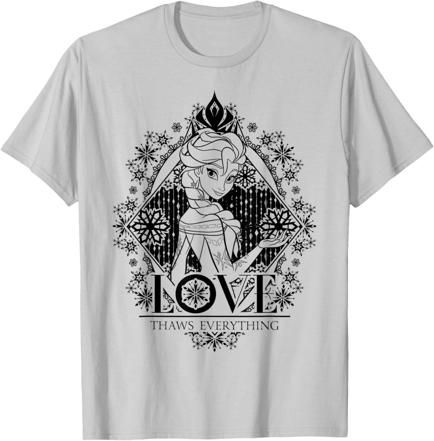 Disney Frozen Elsa Love Thaws Everything Graphic T-Shirt - T-Shirt | Ash