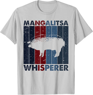 Pig Dad Mom Whisperer - Farmer Breeder Vintage Mangalitsa T-Shirt - T-Shirt | Ash